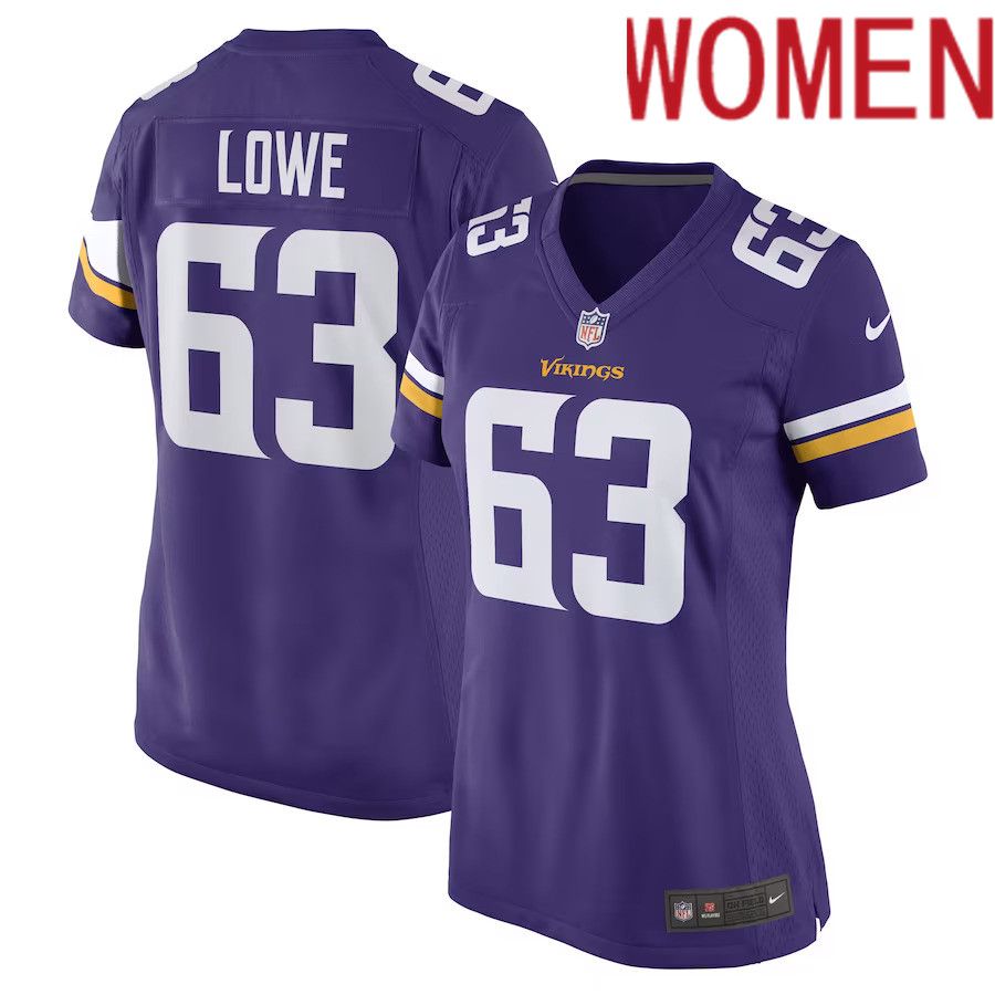 Women Minnesota Vikings #63 Vederian Lowe Nike Purple Game Player NFL Jersey->women nfl jersey->Women Jersey